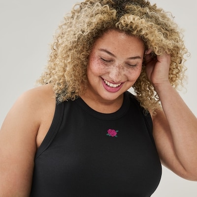 Cami côtelée brodée Femmes+ - Noir JF
