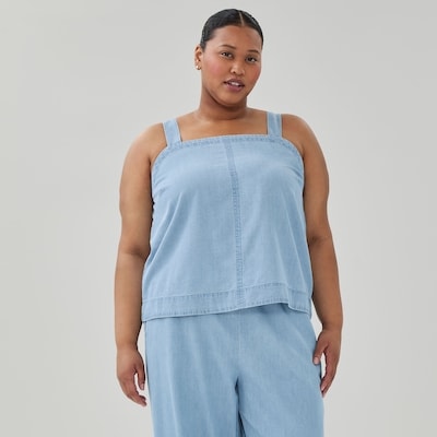 Cami à col carré en chambray Femmes+ - Laver Pâle
