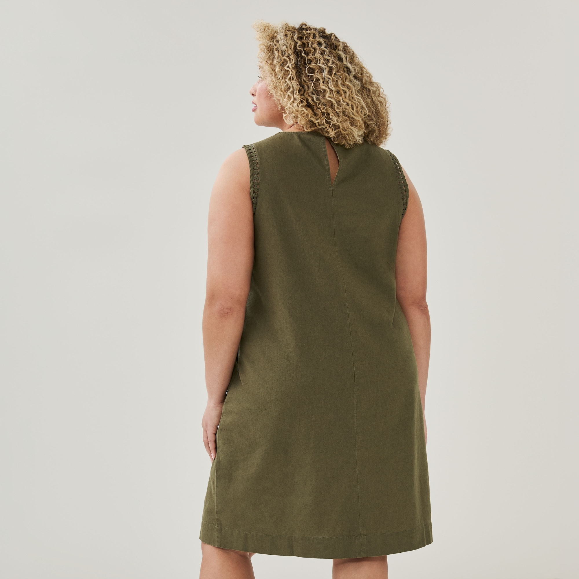 Women+ Linen Cotton Midi Shift Dress