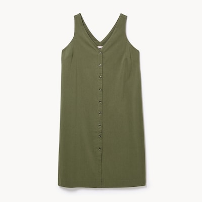 Women+ Button Front Midi Tank Dress - Olive