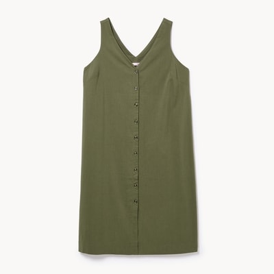 Women+ Button Front Midi Tank Dress - Olive