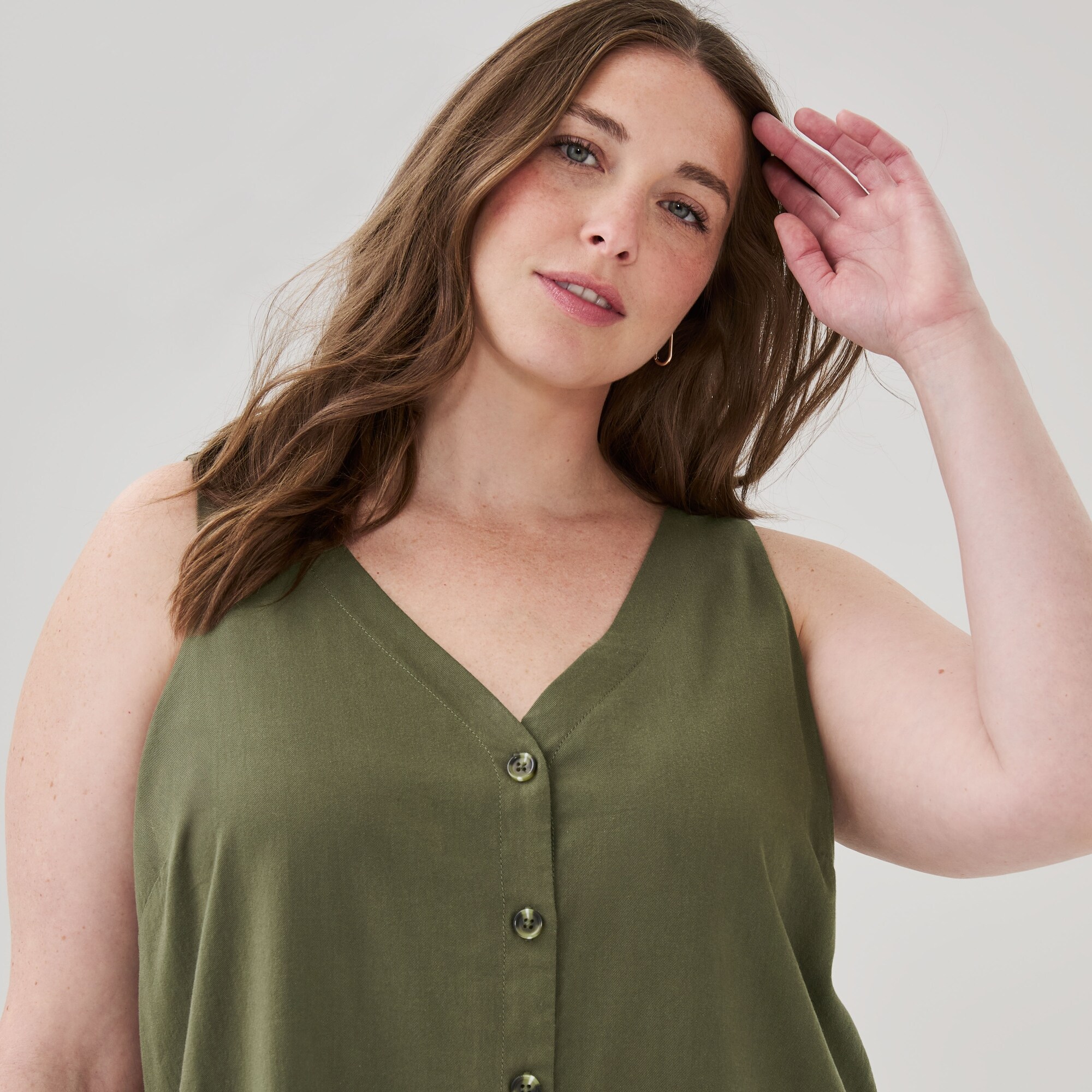 Robe cami midi à devant boutonné pour Femmes+