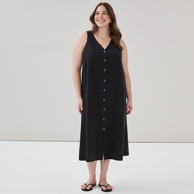 Robe cami midi à devant boutonné pour Femmes+ - Noir JF