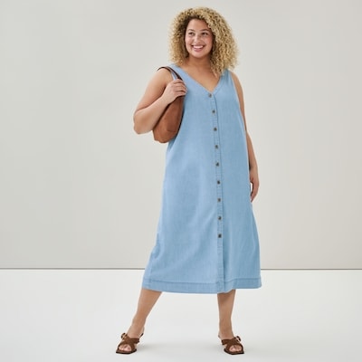 Robe midi en denim doux Femme+ - Laver Pâle