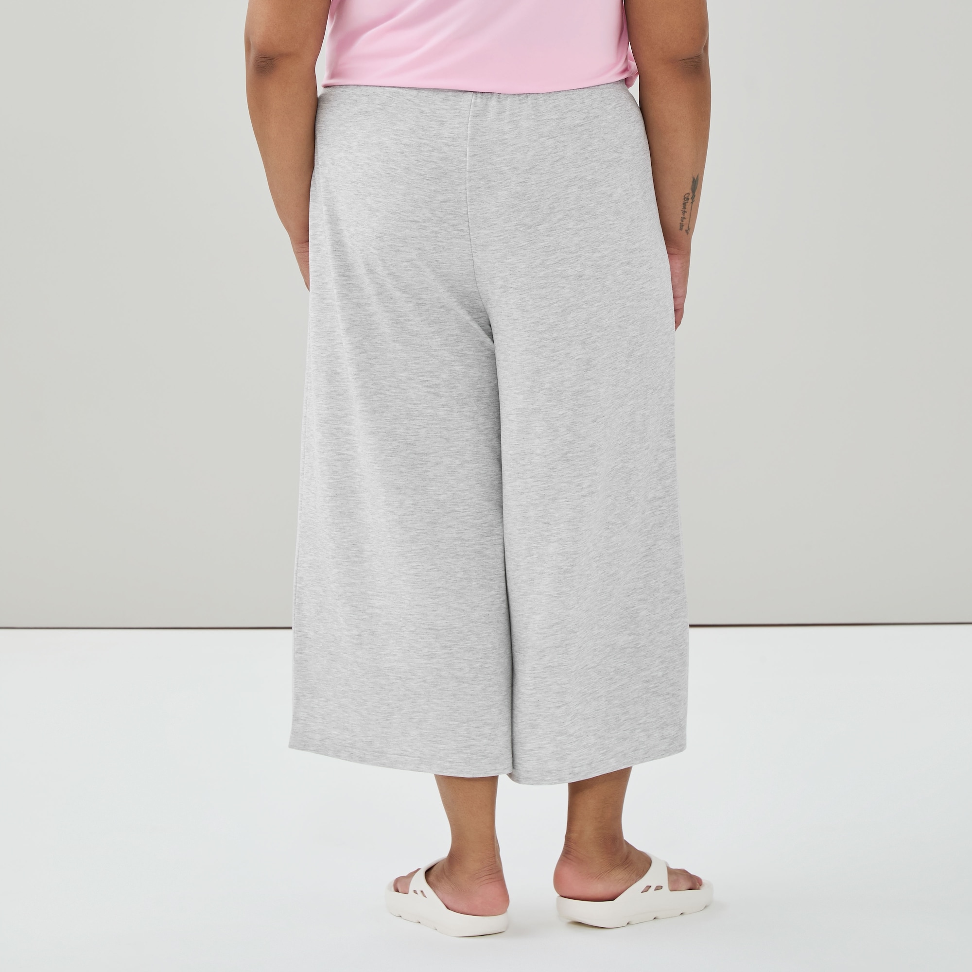 パンツ 00s gray linen cropped wide pants y2k Women+ Active Cropped Wide Leg Pant in Grey Mix from Joe Fresh