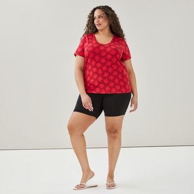 T-shirt sport Canada à col en V Femmes+ - Rouge
