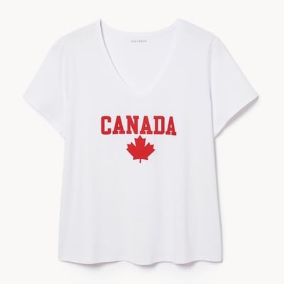 T-shirt sport Canada à col en V Femmes+ - Blanc