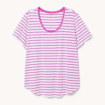 Women+ Active Striped Scoop Neck T-Shirt - Magenta