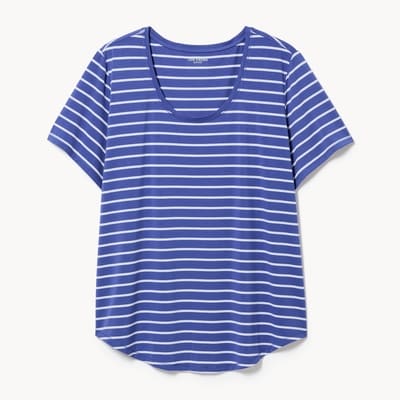 T-shirt sport rayé à col rond Femmes+ - Bleu