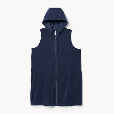 Cache-maillot à capuchon en ratine bouclée Femmes+ - Marine