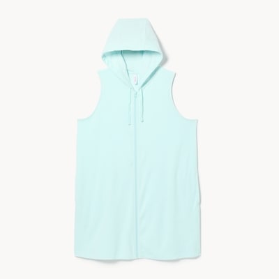 Cache-maillot à capuchon en ratine bouclée Femmes+ - BLEU PASTEL