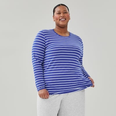 Women+ Active Striped Long Sleeve Shirt - Blue
