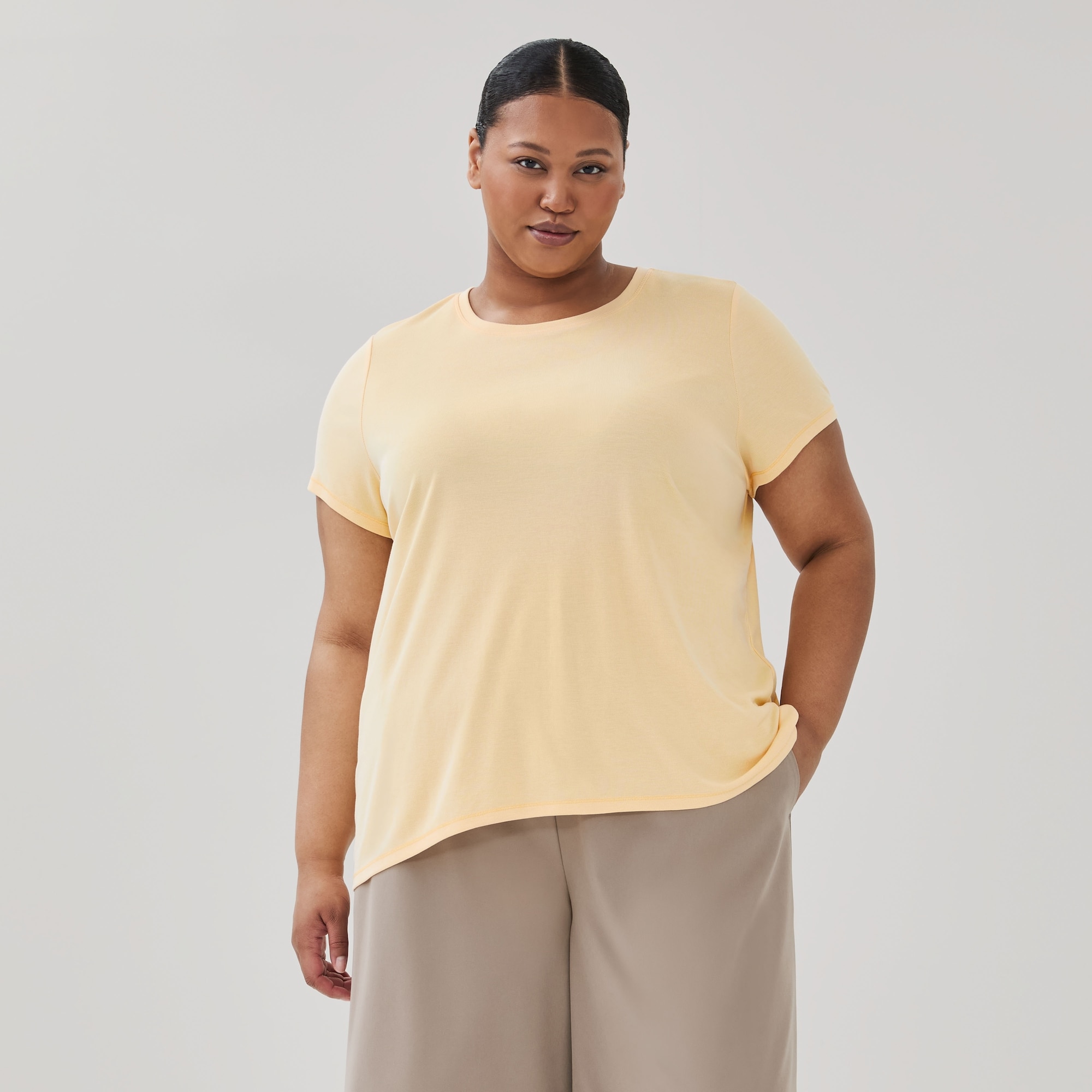 Women+ Active Sandwash T-Shirt in Yellow from Joe Fresh