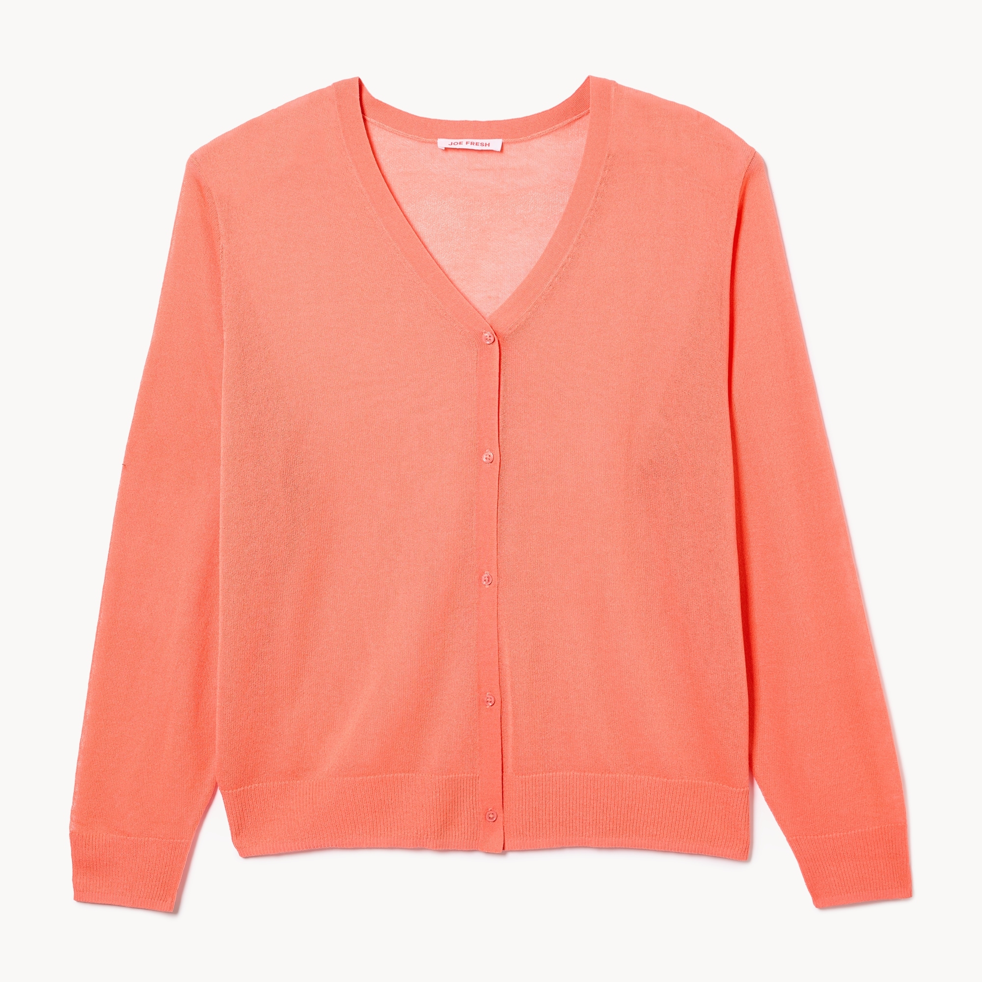 Sheer V-Neck Cardigan in Peach from Joe Fresh