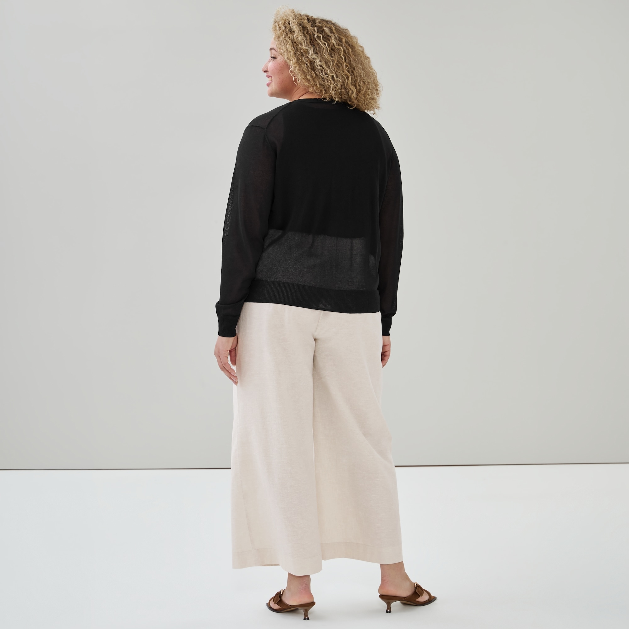 Cardigan transparent à col en V Femmes+ in Noir JF from Joe Fresh