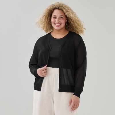 Cardigan transparent à col en V Femmes+ - Noir JF