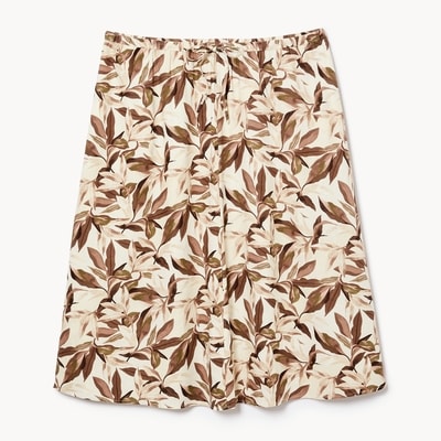 Women+ Linen Blend Printed Midi Skirt - Light Brown