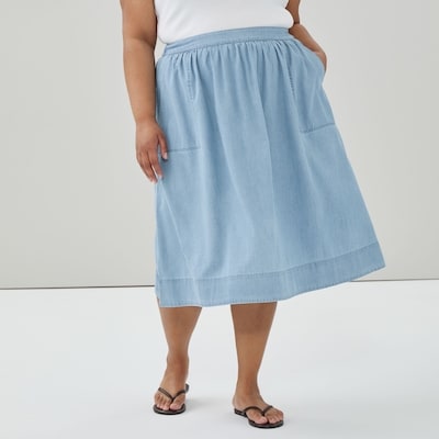 Women+ Chambray Light Wash Midi Skirt - Light Wash