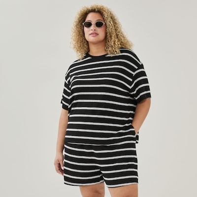 T-shirt ample à rayures Femmes+ - Noir