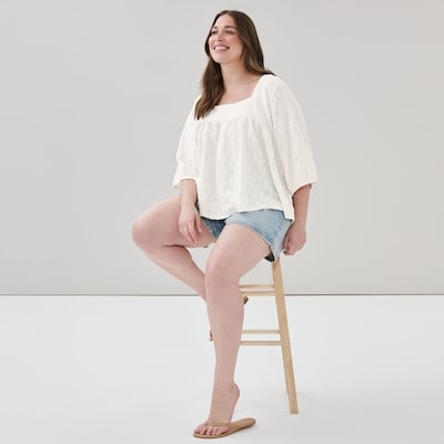 Haut froissé Femmes+ - Crème
