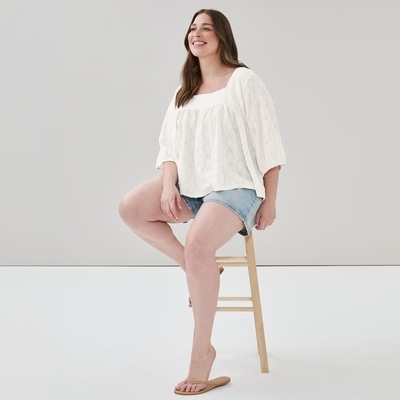 Haut froissé Femmes+ - Crème