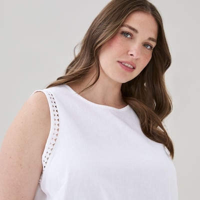 Women+ Linen Cotton Tank - Bright White