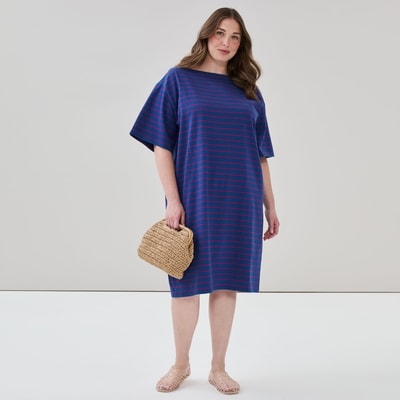 Women+ Striped T-Shirt Dress - Navy