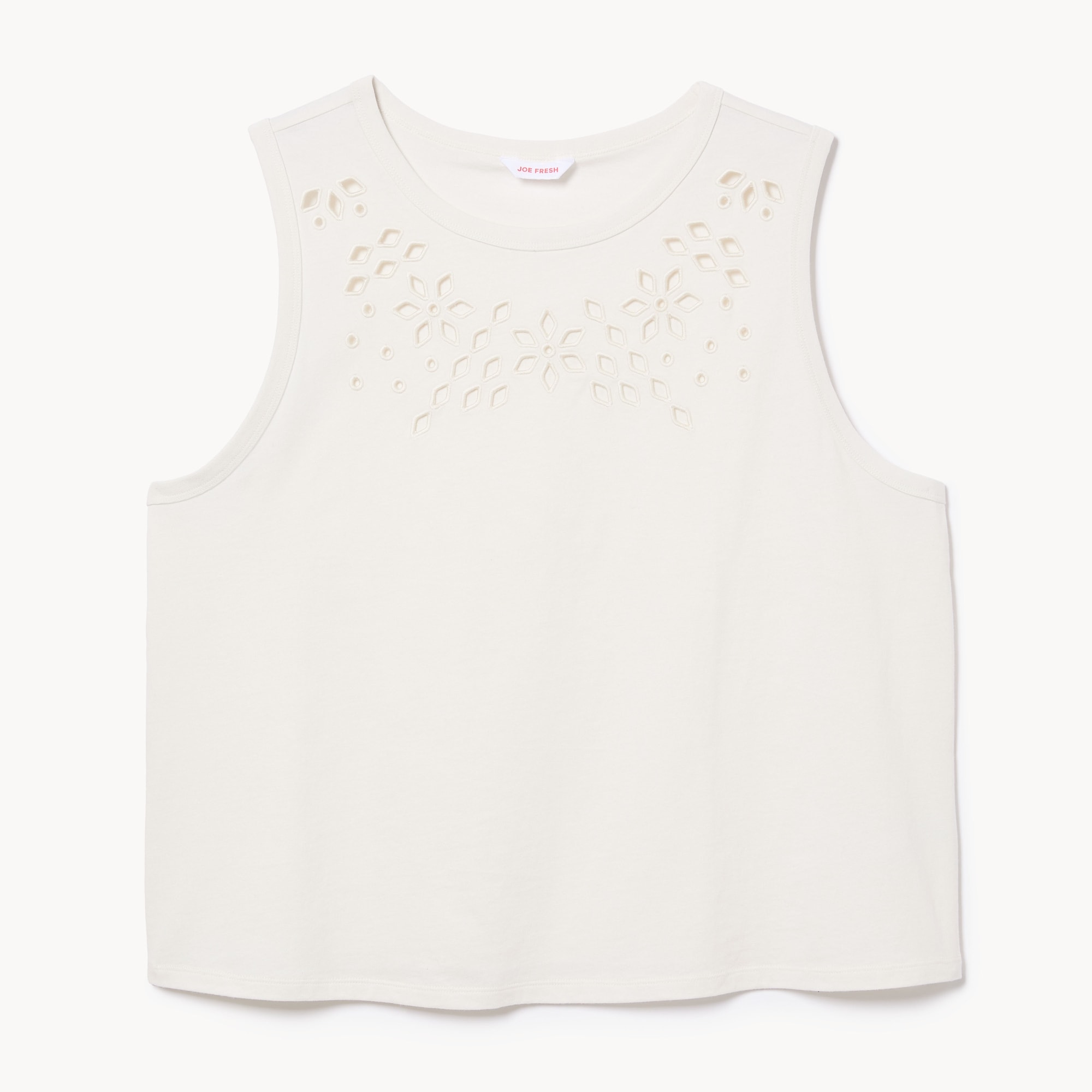 Women+ Embroidered Tank in Cream from Joe Fresh