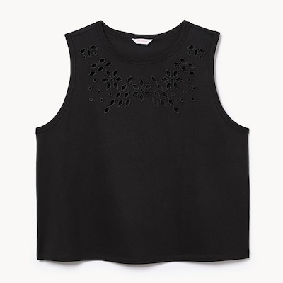 Women+ Embroidered Tank - JF Black