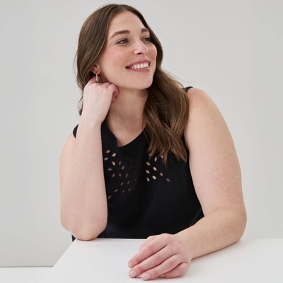 Women+ Embroidered Tank  - JF Black