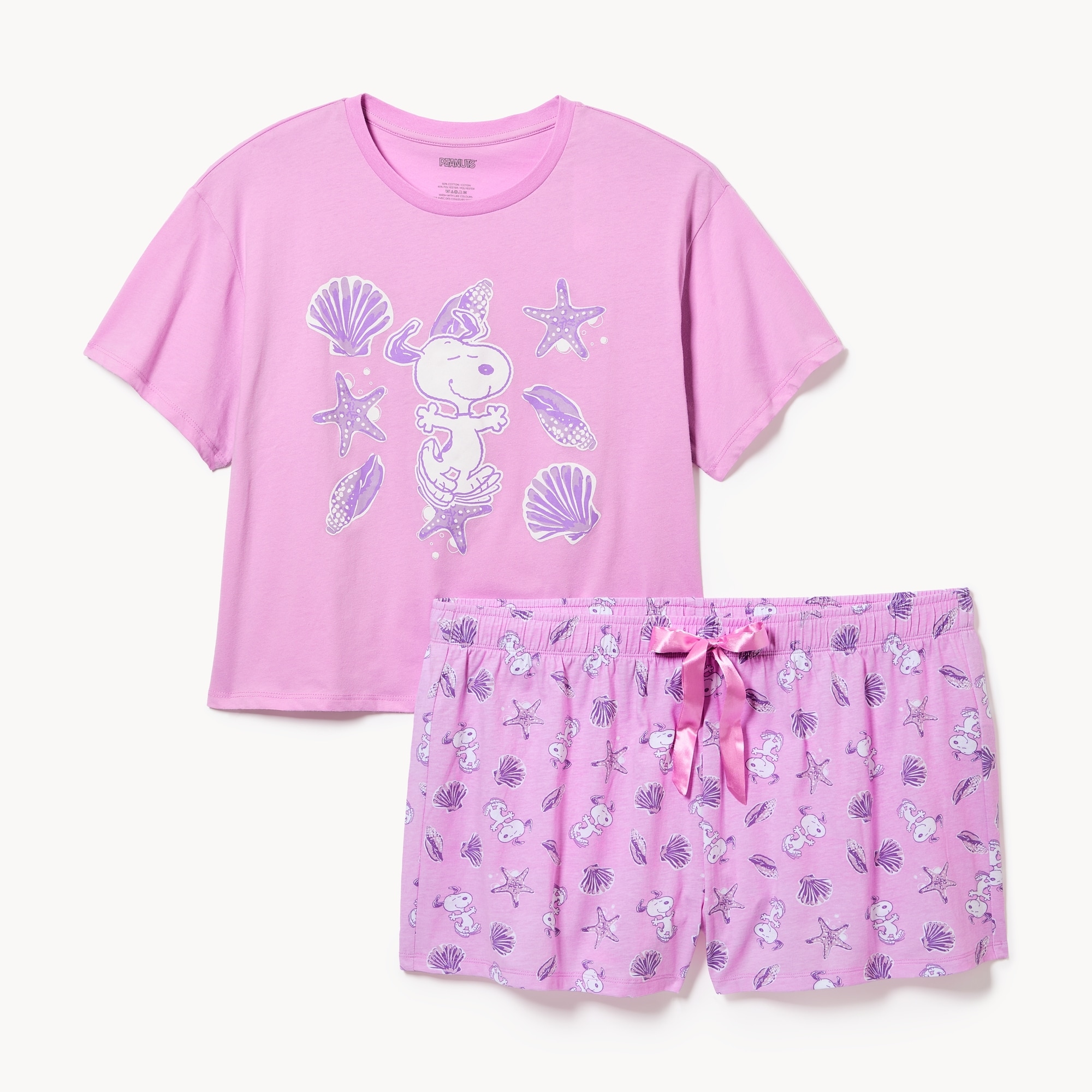 Women+ Peanuts Snoopy Sleep Set in Lavender from Joe Fresh
