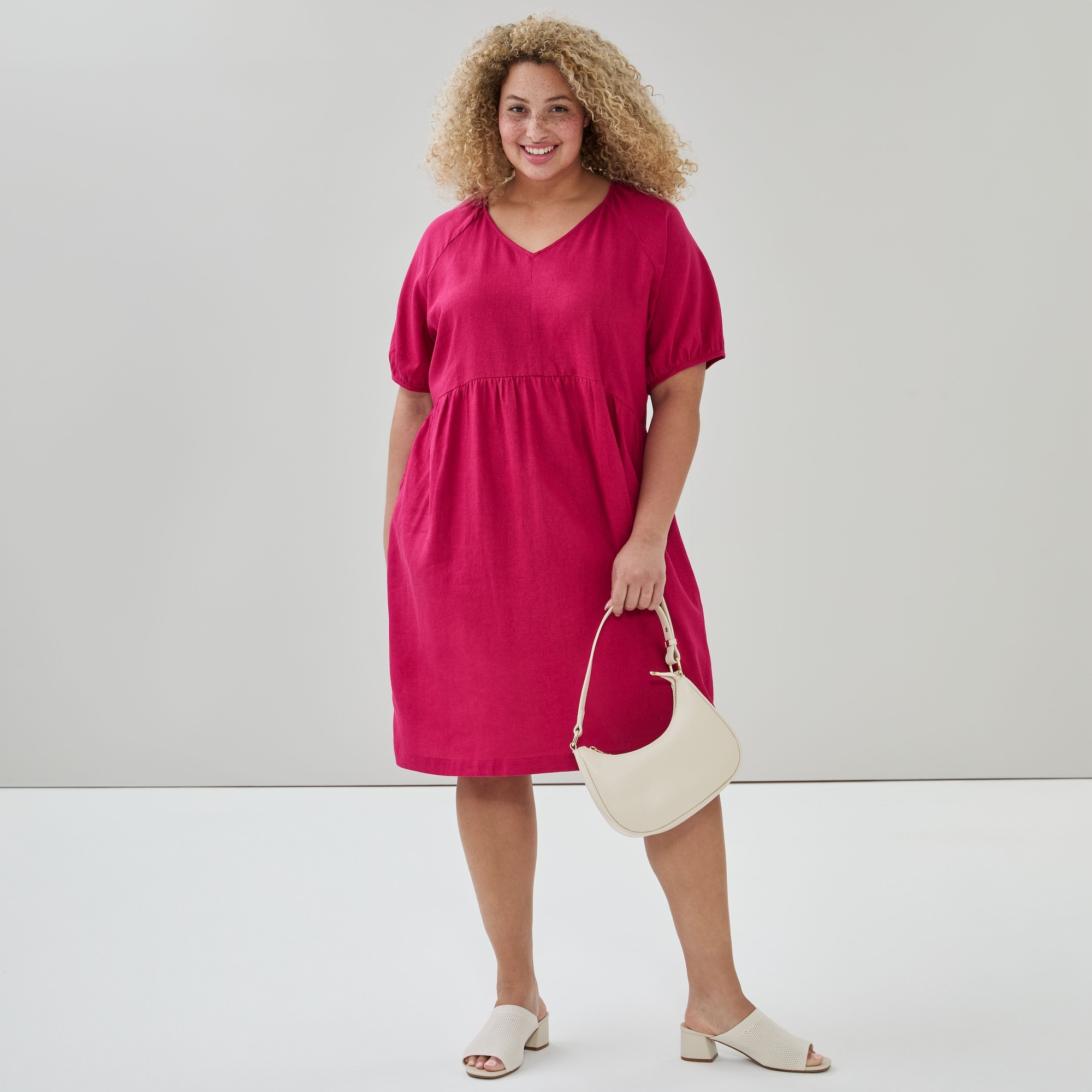 strapless open back dress Satin Crepe Cape Midi Dress in Dark Pink – Roland Mouret main image 1