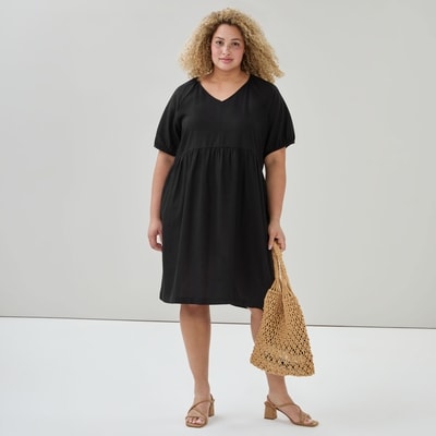 Women+ Puff Sleeve Midi Dress - JF Black