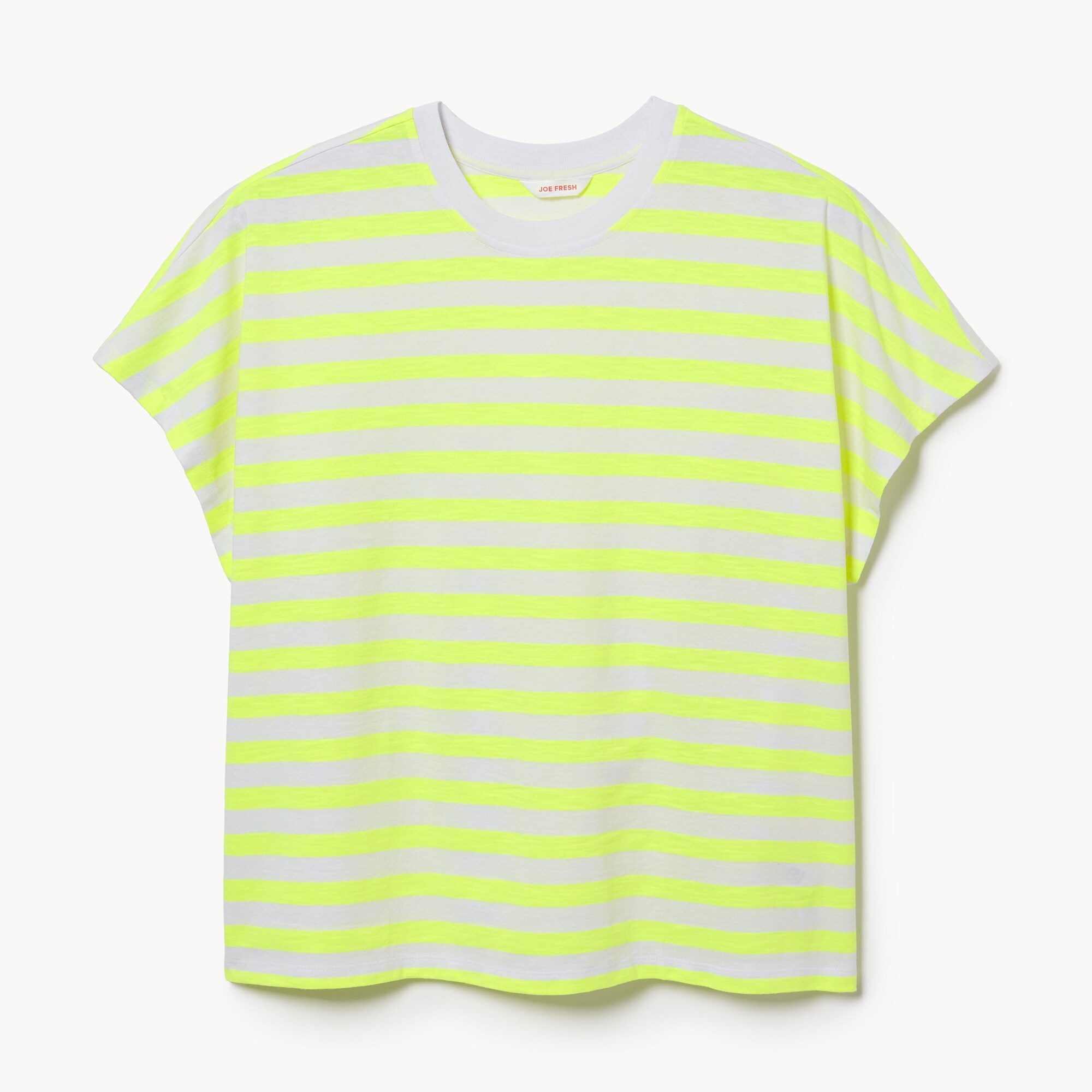 Women+ Striped Dolman T-Shirt in Neon Yellow from Joe Fresh