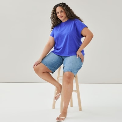 Women+ Washed Dolman T-Shirt - Blue