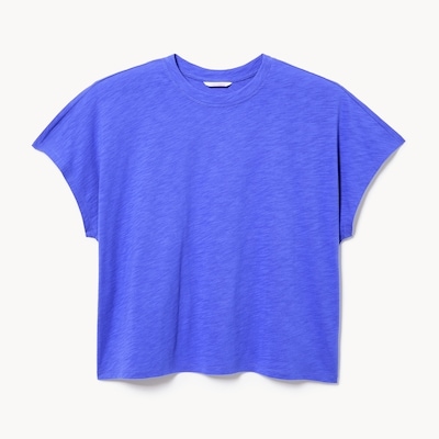 T-shirt délavé à manches chauve-souris Femmes+ - Bleu