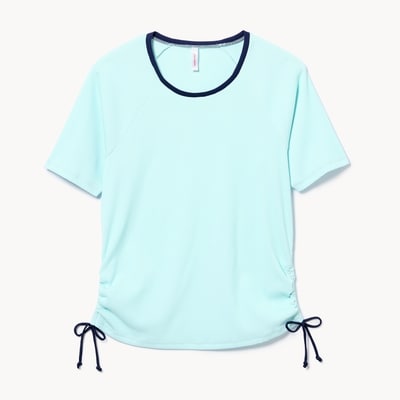 Women+ Side Ruched Rash Guard - Pastel Blue