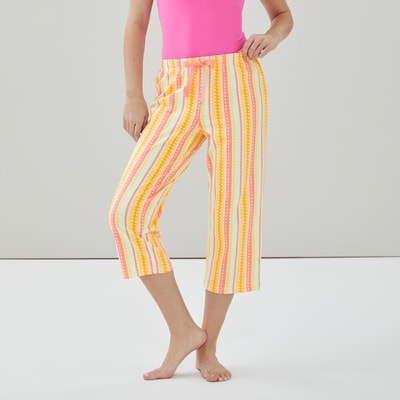 Printed Cropped Sleep Pant - Light Yellow