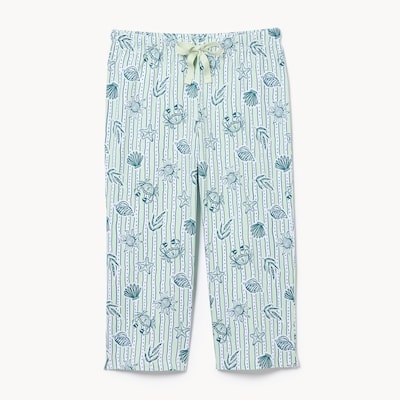 Pantalon de nuit court imprimé - Vert pâle