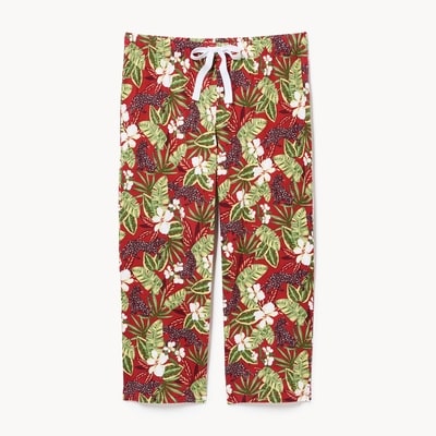 Printed Cropped Sleep Pant - Burgundy