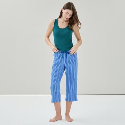 Printed Cropped Sleep Pant - Teal
