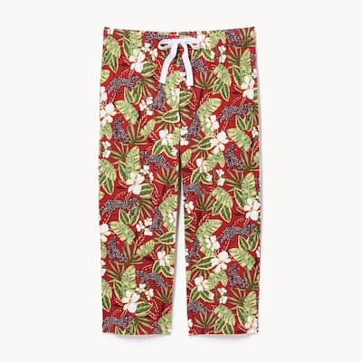 Printed Cropped Sleep Pant - Burgundy