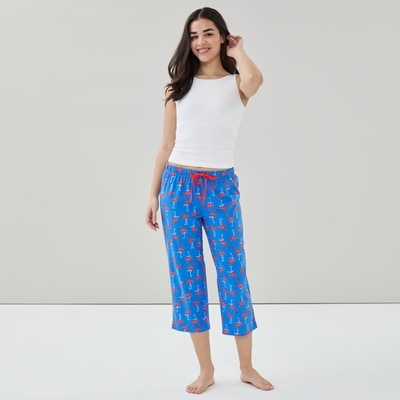 Printed Cropped Sleep Pant - Blue