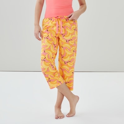 Printed Cropped Sleep Pant - Yellow