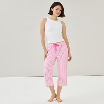 Printed Cropped Sleep Pant - Light Pink