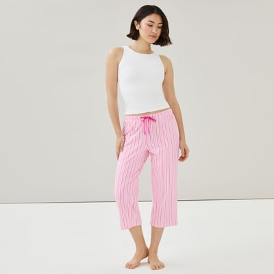 Printed Cropped Sleep Pant - Light Pink