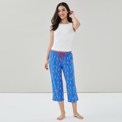 Pantalon de nuit court imprimé - Bleu