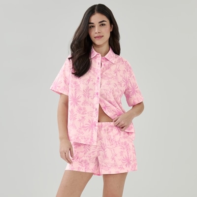 Cotton Printed Sleep Short - Pink