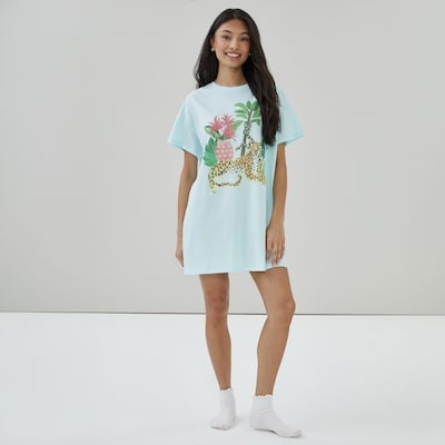 Oversized Graphic Sleep Dress - Pale Blue