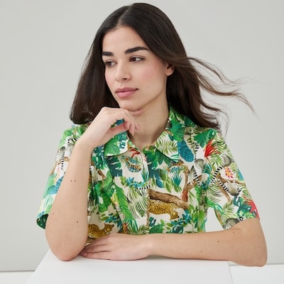 Cotton Printed Sleep Shirt - Green